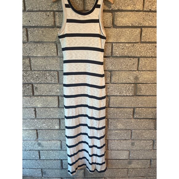 Striped Sleeveless Maxi Dress Navy & Cream Knit Small By Gilli - Picture 6 of 7